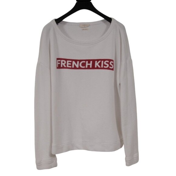 ba&sh Womens French Kiss Sweatshirt Medium US 2 White Side Zip Pullover Long - Picture 1 of 9